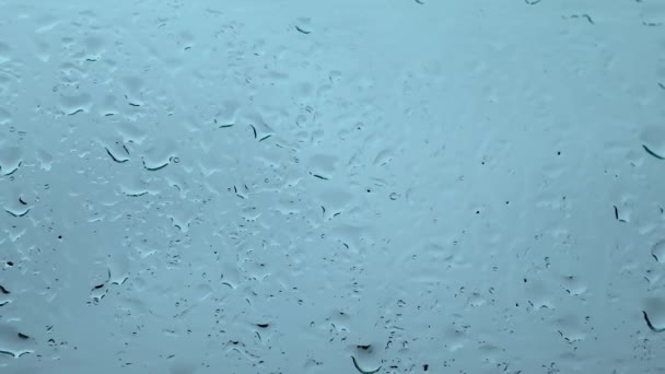 Tropfen Tropfen Das Glas Herunter Regentropfen Fenster — Stockvideo