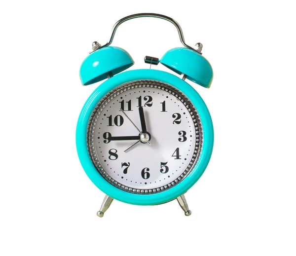 Relógio Alarme Retro Fechar Relógio Alarme Clássico Fundo Branco — Fotografia de Stock
