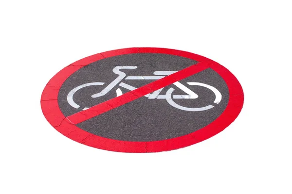 Bisiklet Uyarısı Yok Bisiklet Yok Kırmızı Durak Çember Sembolü Zin — Stok fotoğraf