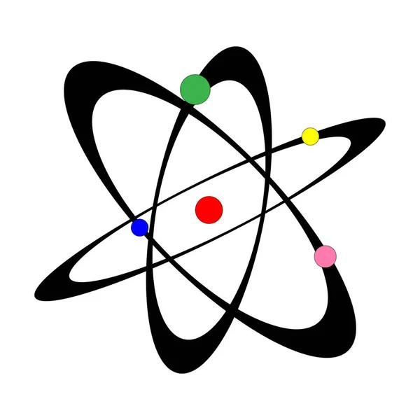 Атом Иконка Атома Выделена Белом Фоне Вращение Орбиты Термоядерного Синтеза — стоковый вектор