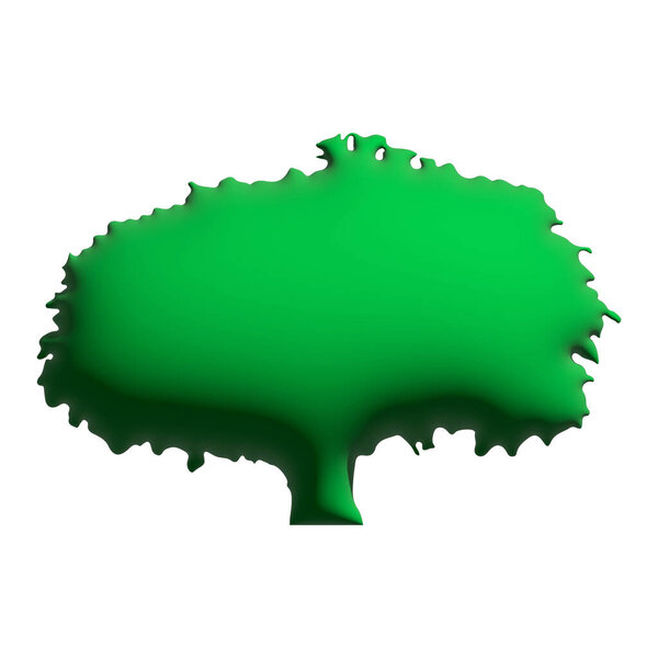 Green tree isolated on white background. Illustration with 3D Effect.