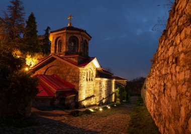 The Chapel of Saint Petka in Belgrade at night, inside walls of Kalemegdan fortress