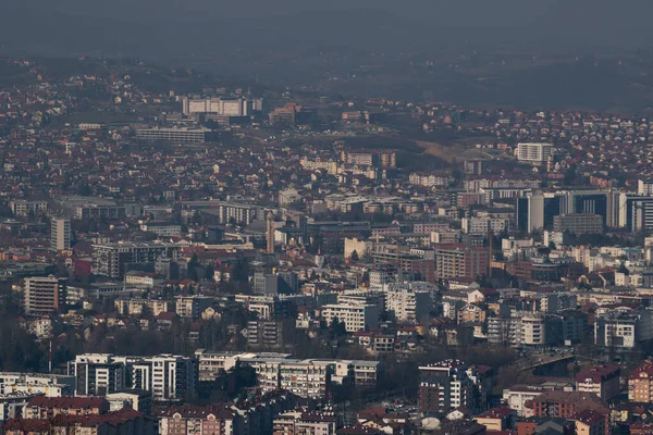 Paysage Urbain Banja Luka Pendant Journée Ensoleillée Avec Brume Dans — Photo