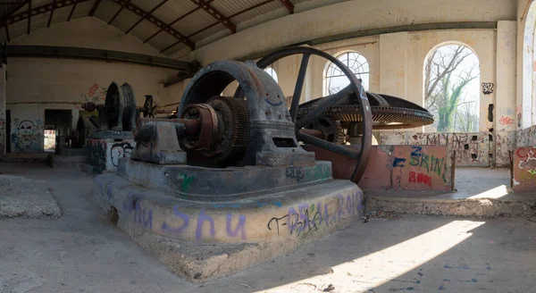 Interior Antiga Usina Hidrelétrica Abandonada Rio Vrbas Banja Luka Construída — Fotografia de Stock