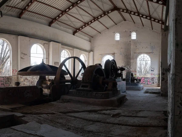 Interior Antiga Usina Hidrelétrica Abandonada Rio Vrbas Banja Luka Construída — Fotografia de Stock