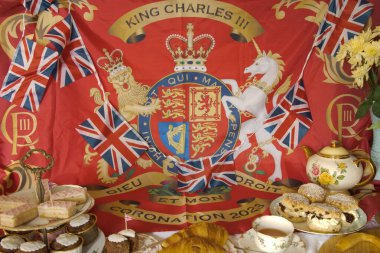 street  party  celebrations  of  Coronation od King Charles III and  Queen Camilla   clipart