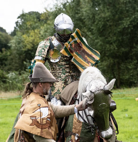 Kenilworth England Juli 2023 Zwei Ritter Kämpfen Wettstreit Auf Kenilworth — Stockfoto