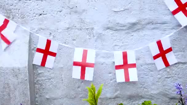 Engeland Vlag Georges Dag Vlag Waait Wind — Stockvideo