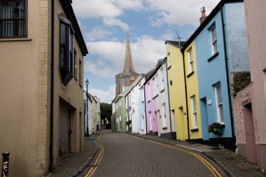 Tenby  colour fun streets  and  alleys  attract the  tourists  clipart