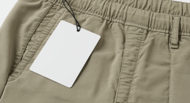 Boş Beyaz Etiketli Açık Khaki Pantolon Marka, model veya ürün için Yumuşak Pamuk-Keten Harmanlaması