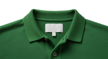  Marka, model ya da moda gösterisi için Beyaz Etiket desenli Yakalı Yeşil Polo Gömlek