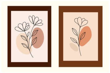  Asgari Çiçek Çizgisi Sanatı Soyut Botanik Posterini Sıcak Tarafsız Tonlarla Destekliyor