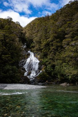 Fantail Falls, in Mount Aspiring National Park, New Zealand