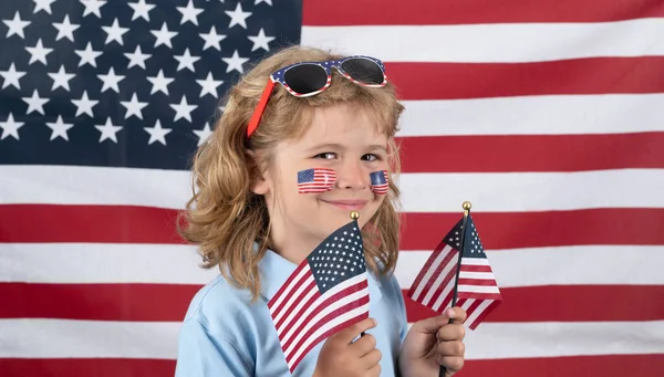 American Flag Child Cheek Independence Day 4Th July United States Stock Image
