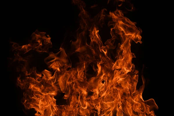 黑色背景上的火纹理 火灾背景 大型火灾 — 图库照片