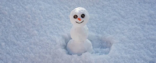 Zimowy Sztandar Bałwan Zimie Boże Narodzenie Bałwan Tle Śniegu Baner — Zdjęcie stockowe