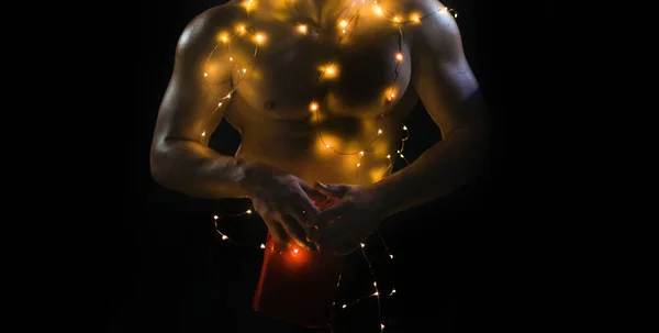 Капелюх Ханк Санта Клаус Показує Абс Куби Нью Роки Вечорами — стокове фото