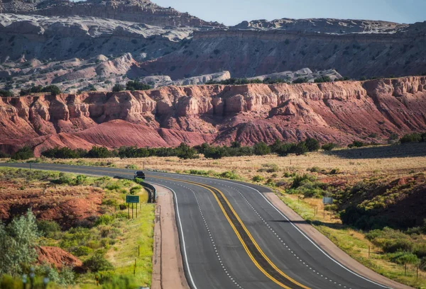 Wegpanorama Zomerdag Lege Schilderachtige Snelweg Arizona Verenigde Staten — Stockfoto
