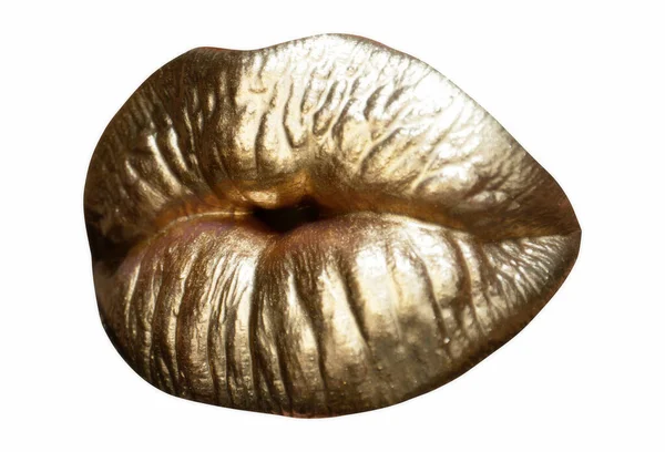 Altın Öpücük Altın Dudaklı Kadınlar Izole Edilmiş Beyaz Arka Planı — Stok fotoğraf