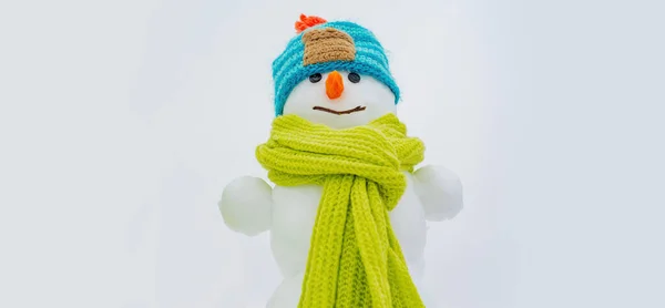 Bałwan Szczęśliwy Bałwan Śniegu Zabawny Czas Zimowy — Zdjęcie stockowe