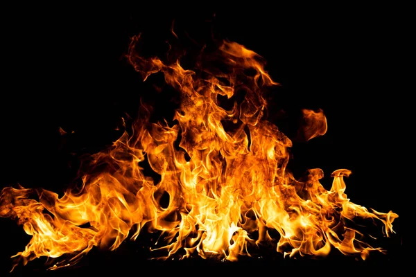 Ogień Odizolowany Czarnym Tle Ogień Spalić Płomień Izolowane Płonące Płonącej — Zdjęcie stockowe