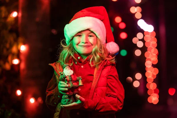 Christmas Evening Background Night House Garlands Kids Winter Holidays Celebration — Stock Photo, Image