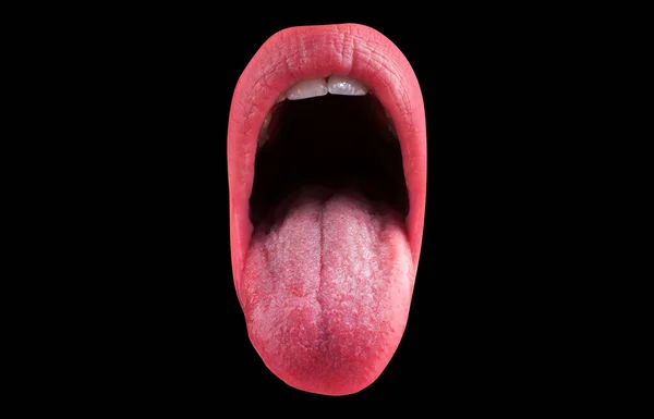 Kunst Rode Lippen Tong Uit Glamour Art Lips Concept Mond — Stockfoto