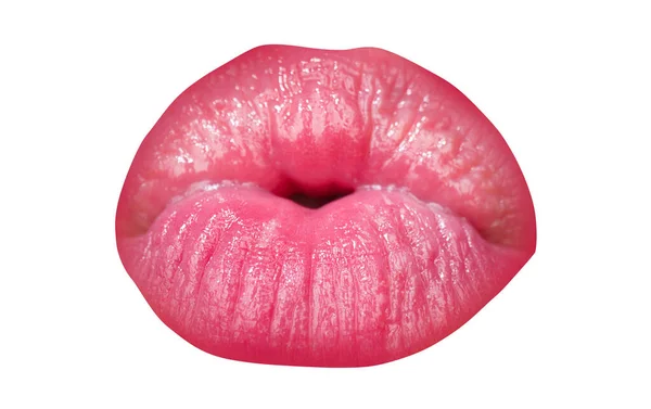 Beija Lábios Perto Macro Lábios Beijando — Fotografia de Stock