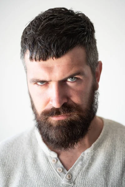 Emotioneel Portret Serieuze Man Met Een Baard Mensen Emoties — Stockfoto