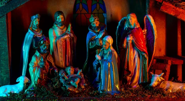 Nativity Jesus Christmas Christian Nativity Scene Jesus Manger Kings Farm — Stock Photo, Image