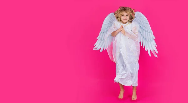 Angel Kind Springen Kinderen Springen Vol Lichaam Beweging Klein Schattig — Stockfoto