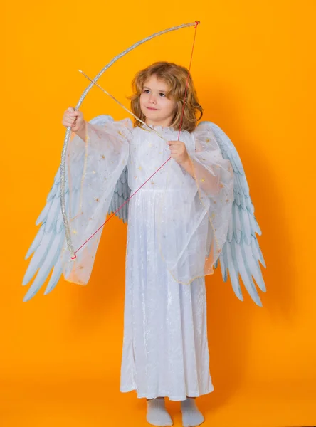 Anděl Lukem Šípem Valentýnský Anděl Malé Amorské Dítě Anděl Křídly — Stock fotografie