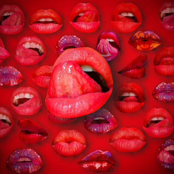Lips Mouth Design Artwork Sensual Lips Abstract Sexy Lip Red — Stok fotoğraf