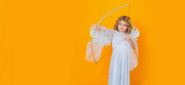 Angel Child Shoots Love Arrow Bow Valentines Day Angel Child — Stockfoto