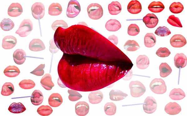 Sensual Woman Lips Lips Mouth Red Lip Background Female Lips — Stok fotoğraf