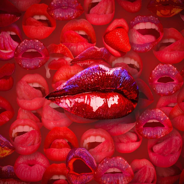 Lips Mouth Female Lip Red Background Woman Lips — Stock Photo, Image