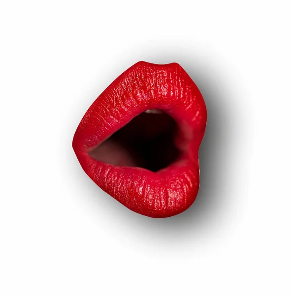 Open Sexy Mouth Female Lips White Isolated Background Clipping Path — Stock Photo, Image