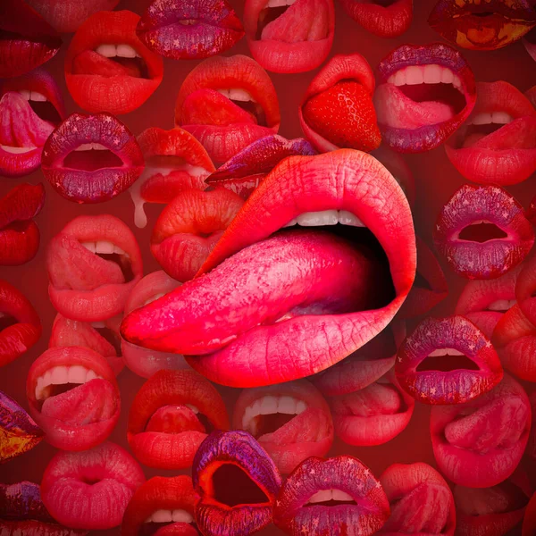 Lips Mouth Female Lip Red Background Woman Lips — Stok fotoğraf