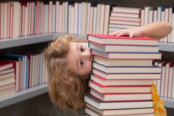 Back School Schoolboy Reading Book Library Kids Learn Read Pupil — Fotografia de Stock