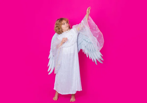 Christmas Kids Little Cupid Angel Child Wings Studio Portrait Angelic — Fotografia de Stock
