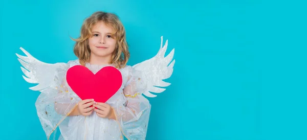 Angel Child Heart Beautiful Little Angel Isolated Studio Shot Cute — Foto de Stock