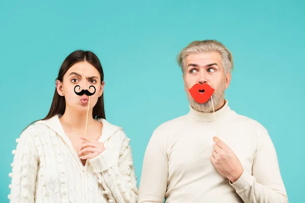 Gender Concept Female Male Sex Icon Funny Couple Woman Moustache — Stock Photo, Image
