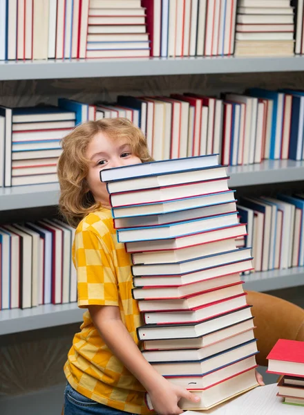 School Bullying School Child Studying School Library Kid Reading Book — Fotografia de Stock