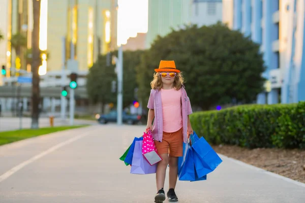 Fashion Kid Shopping Bag Outdoor Little Shopper Child — Stockfoto