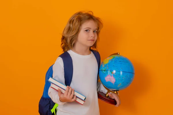 School Children School Kid Globe Book Smart Clever Nerd Caucasian —  Fotos de Stock