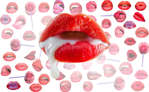 Milk Creamy Mouth Lips Mouth Design Artwork Sensual Lips Abstract — Stock Photo, Image