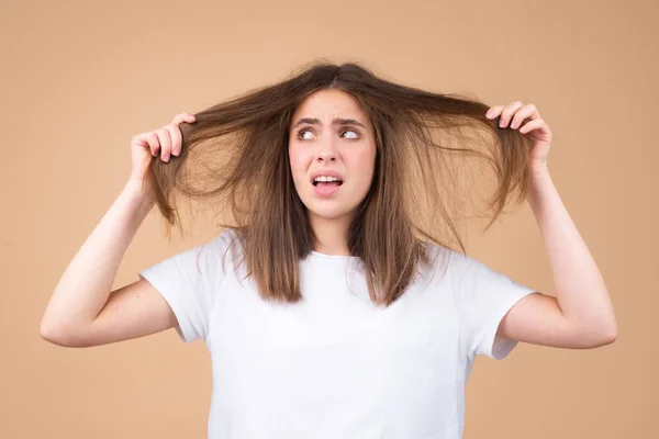 Woman Hair Loss Problem Worried Hair Loss — Stock Photo, Image