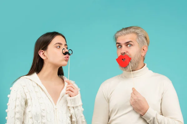 Gender Concept Diversity Human Rights Couple Woman Moustache Man Red — Stock Photo, Image