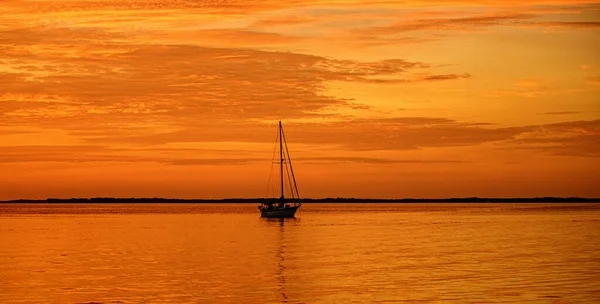 Boat Sea Sunset Sailboats Sails Ocean Yacht Sailing Water — Stock Photo, Image