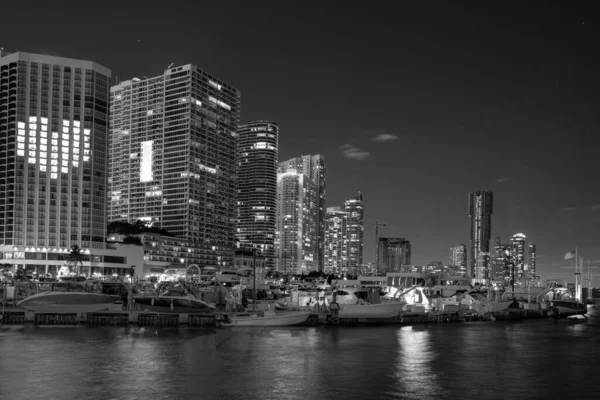 Florida Miami Skyline City Skyscrapers Night Usa — Stock Photo, Image